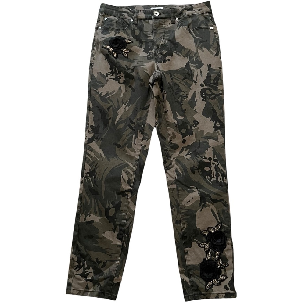 Tribal Jeans Camo Print Ankle Jegging with Crochet Flower Embellishment 6